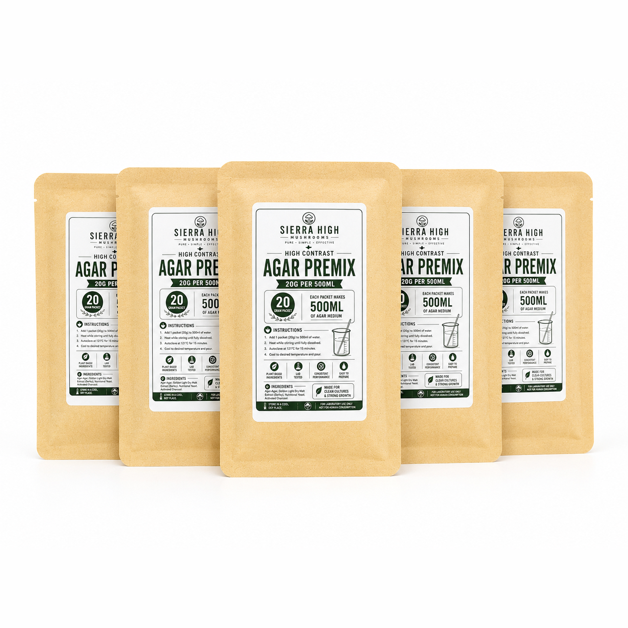 High Contrast MEA Agar Premix – 5 × 20 g Packets