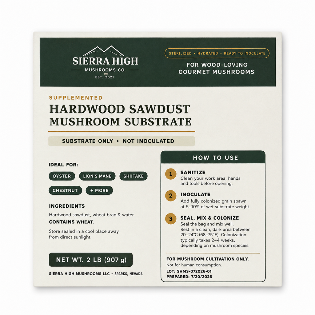 Sterilized 2 lb Hardwood Sawdust Mushroom Substrate | Ready to Inoculate
