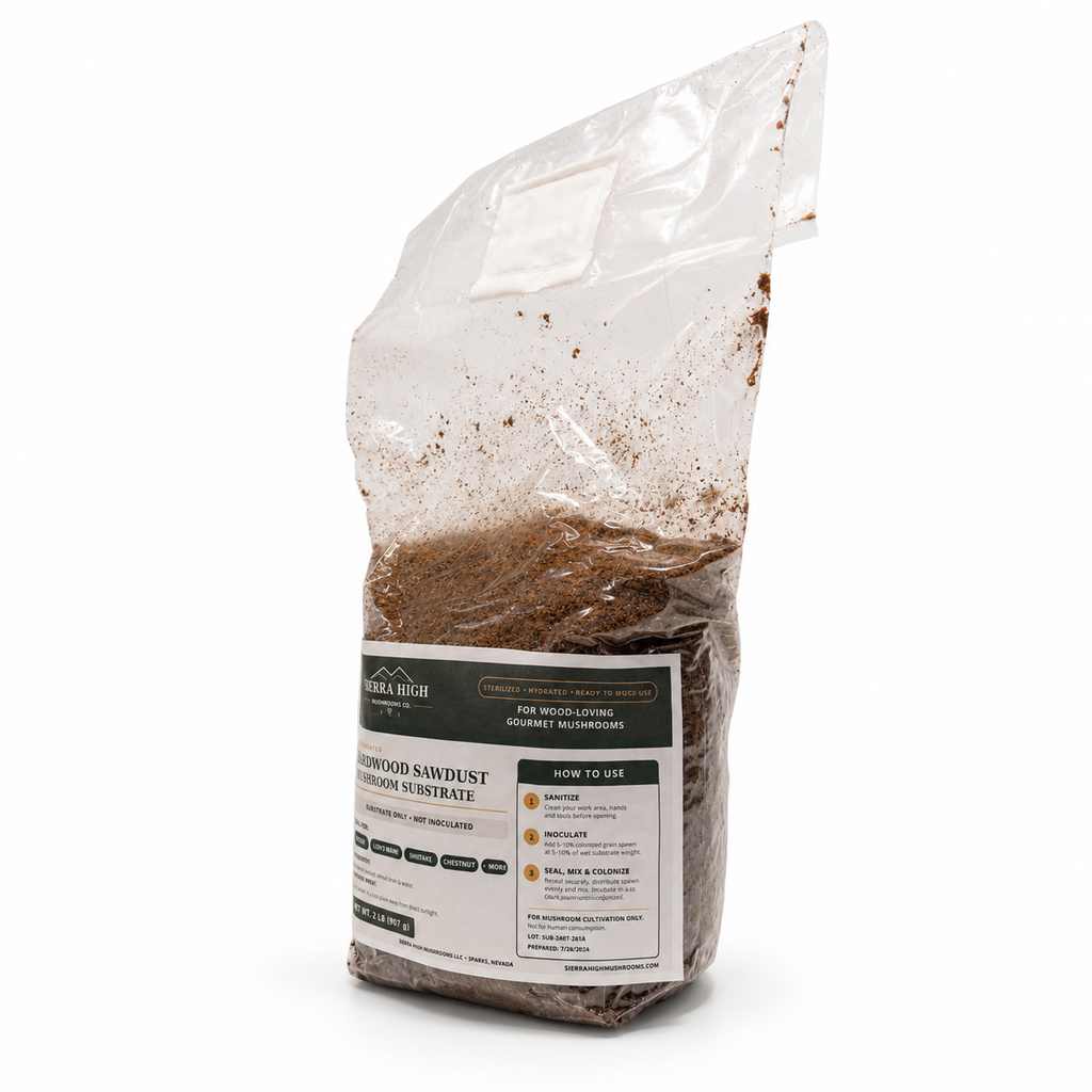 Sterilized 2 lb Hardwood Sawdust Mushroom Substrate | Ready to Inoculate