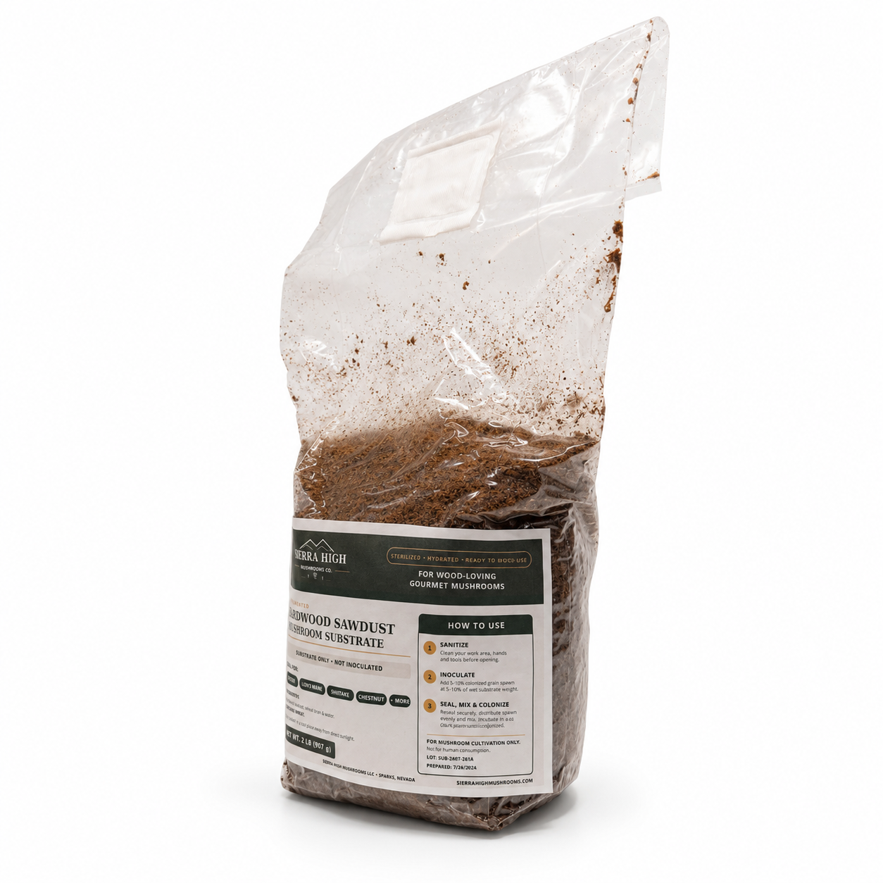 Sterilized 2 lb Hardwood Sawdust Mushroom Substrate | Ready to Inoculate